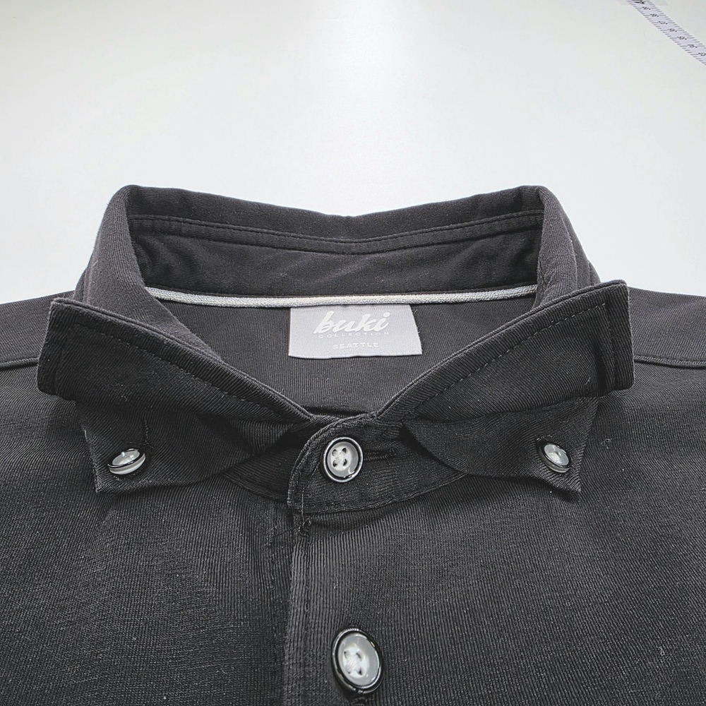 Quiet Luxury Buki Collection Knit Shirt Mens Large Black Supima Stretch - Picture 4 of 13